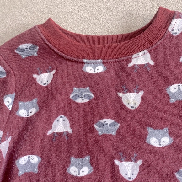Boys Garanimals Animals Print Burgundy Fleece Sweatshirt Size 6 - 9 Months ! - Picture 2 of 8